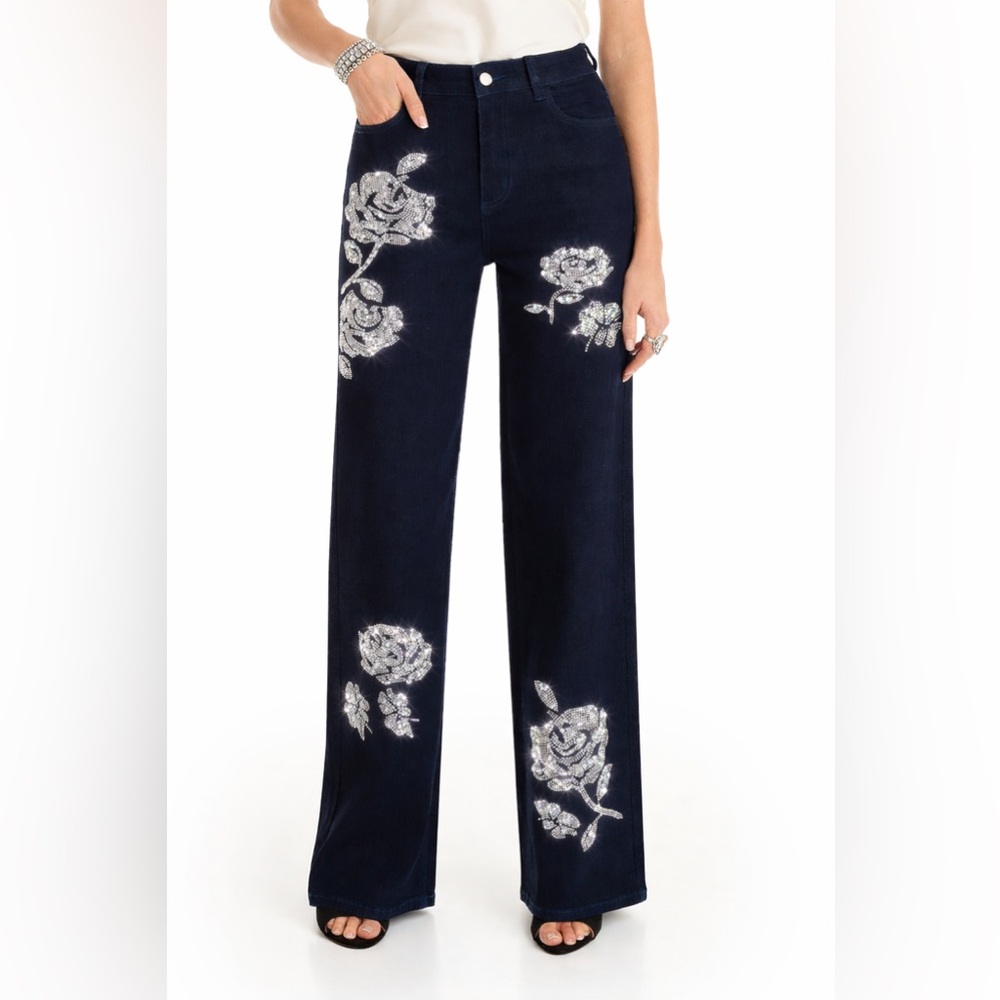 The Noli Shop Kate Crystal Rose Jean Size 27 NWT